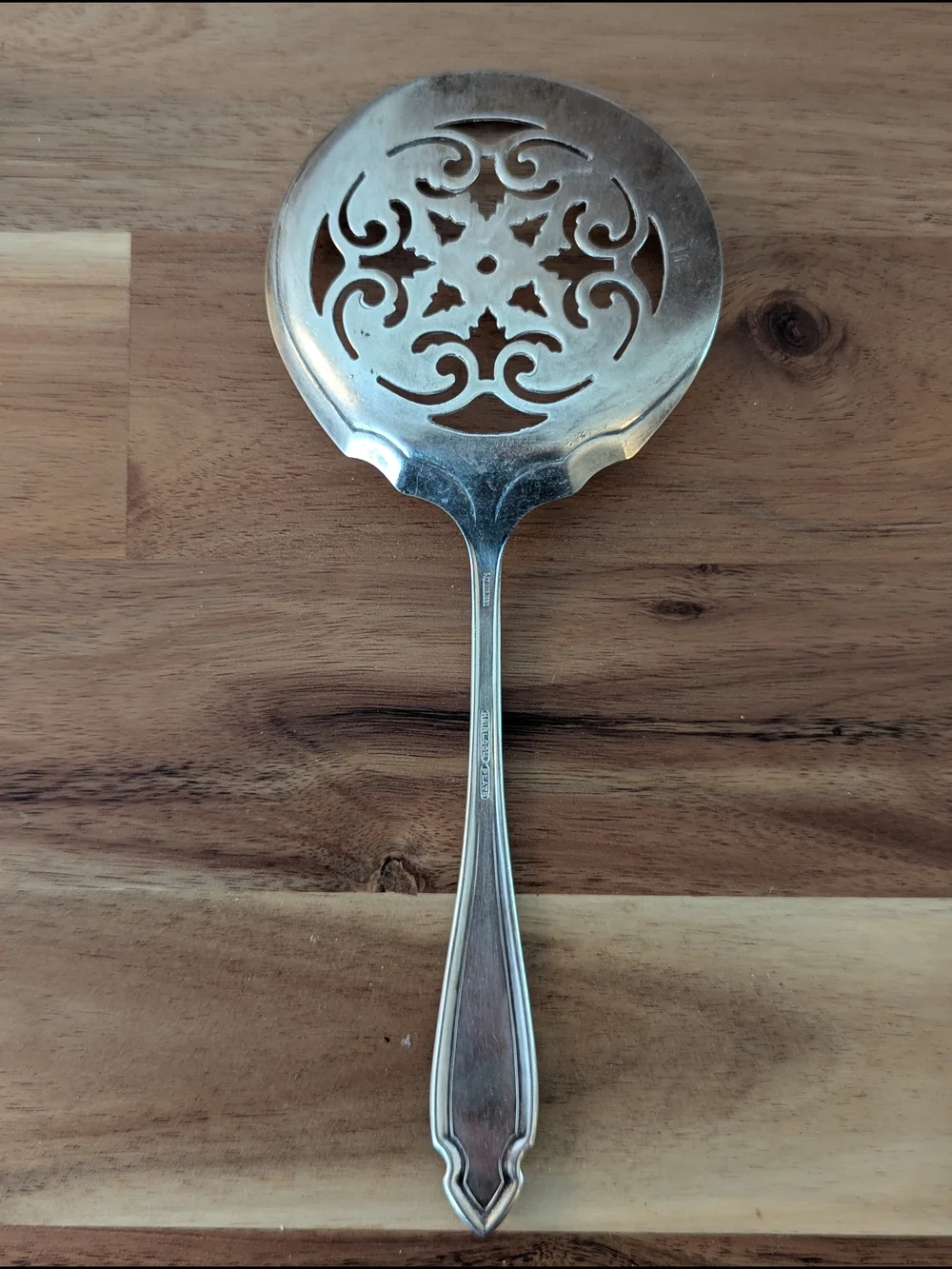 1920 Oneida Heirloom Plate CARDINAL Pierced Tomato Server Slotted Round Spoon